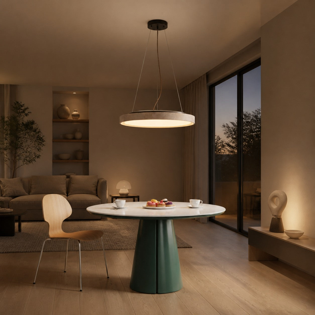 Miravelle Minimalist Pendant Lamp with Natural Stone Shade for Dining Room