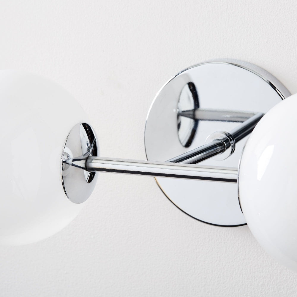 White Staggered Globe Glass Sconce - Double Head Vanity Wall Light