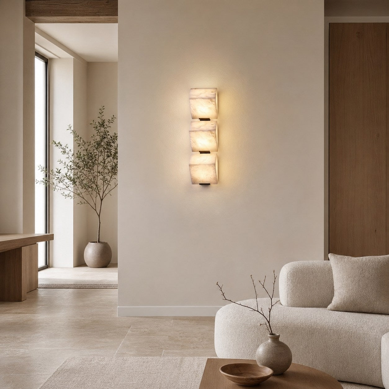 Modern Alabaster Wall Lamp – Minimalist Staircase Sconce for Hallway Corridor Lighting