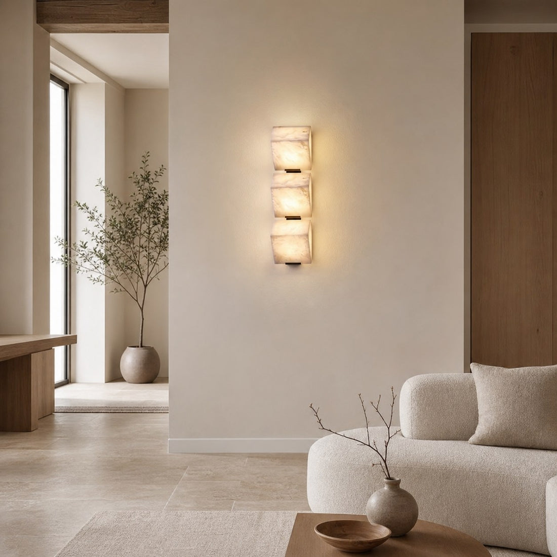 Modern Alabaster Wall Lamp – Minimalist Staircase Sconce for Hallway Corridor Lighting