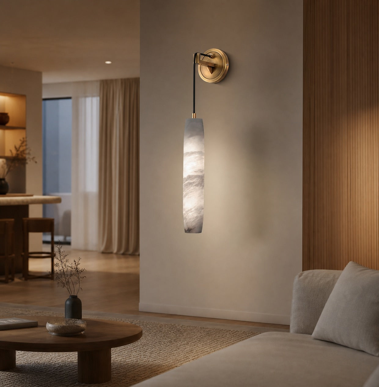 Alabaster Flute Wall Lamp