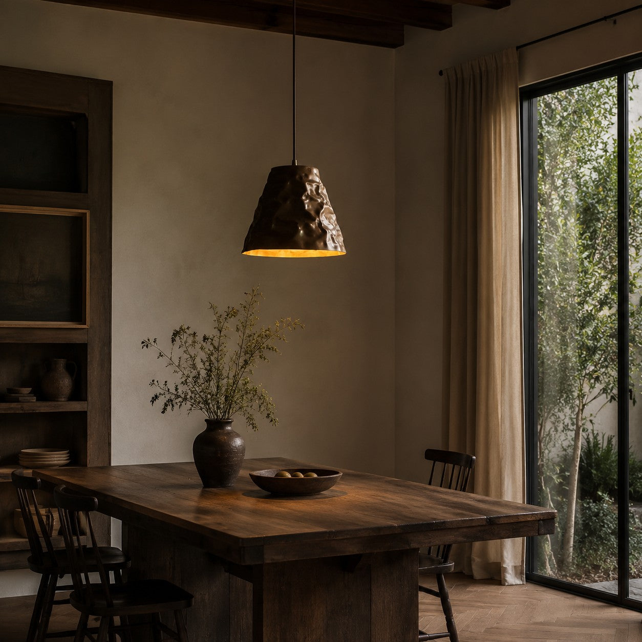 Hand-Hammered Brass Pendant Light for Dining Rooms