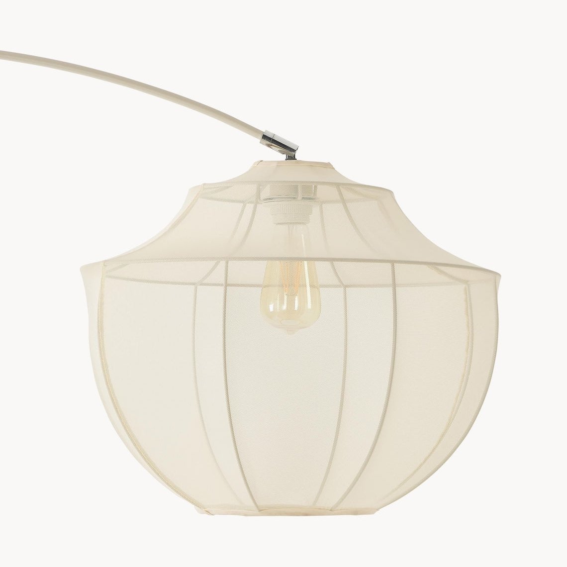 Lumifil Arc Floor Lamp Textile Mesh Shade - Metal Stand for Soft Ambient Living Room Lighting