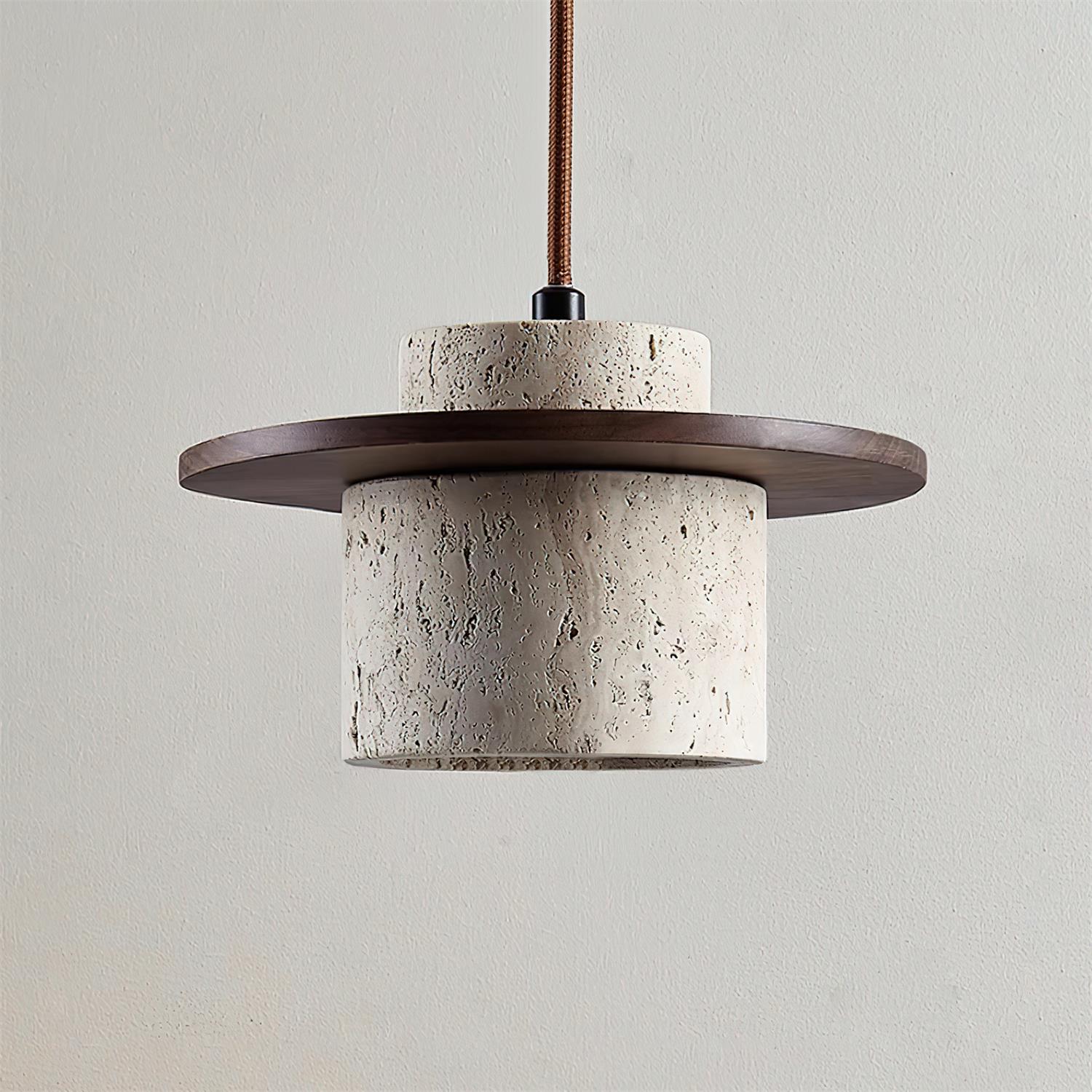 Elegant Textured Cylindra Stone Pendant Lamp