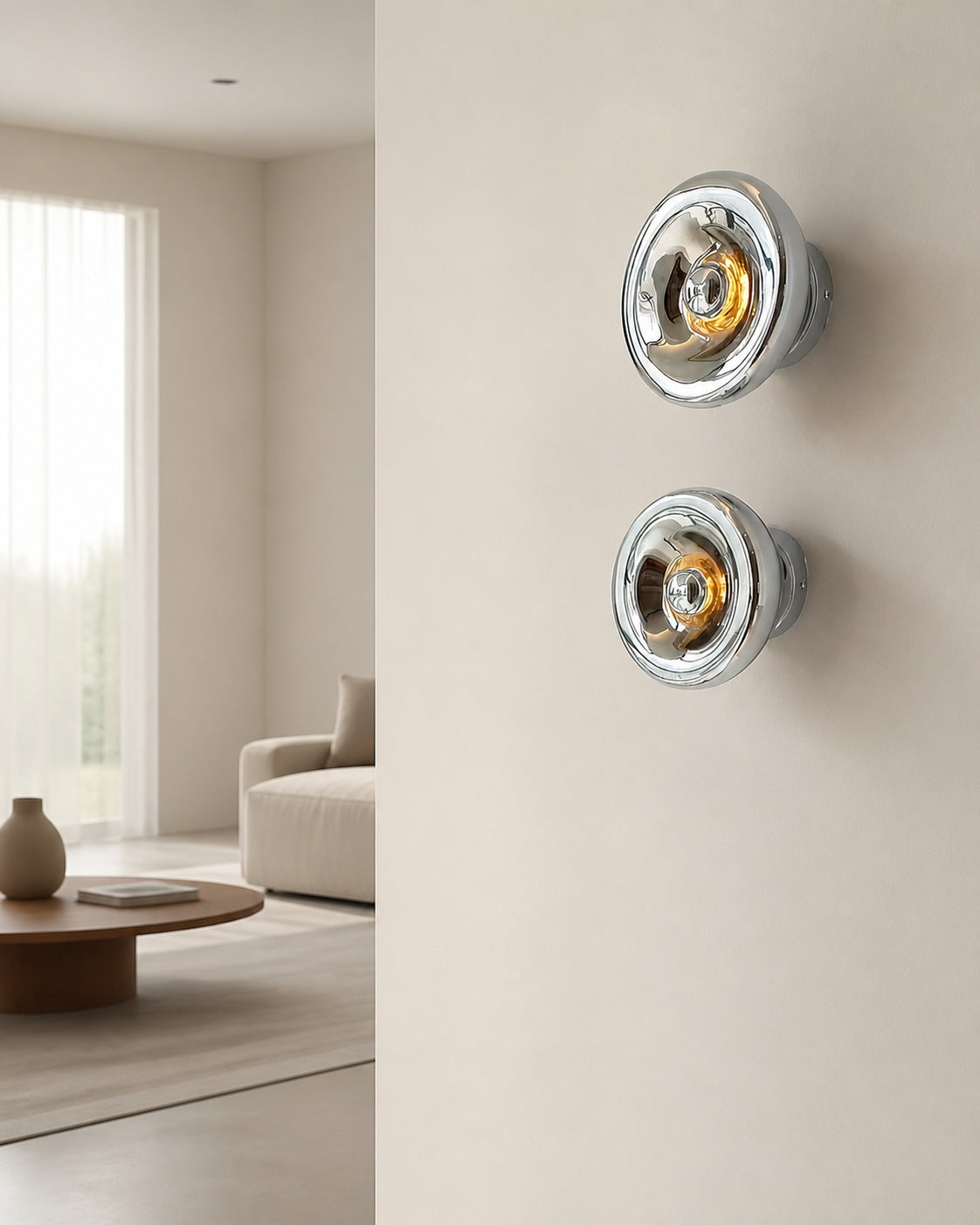 Ivoran Wall Sconce - Round Glass and Metal Modern Sconce for Modern Interiors