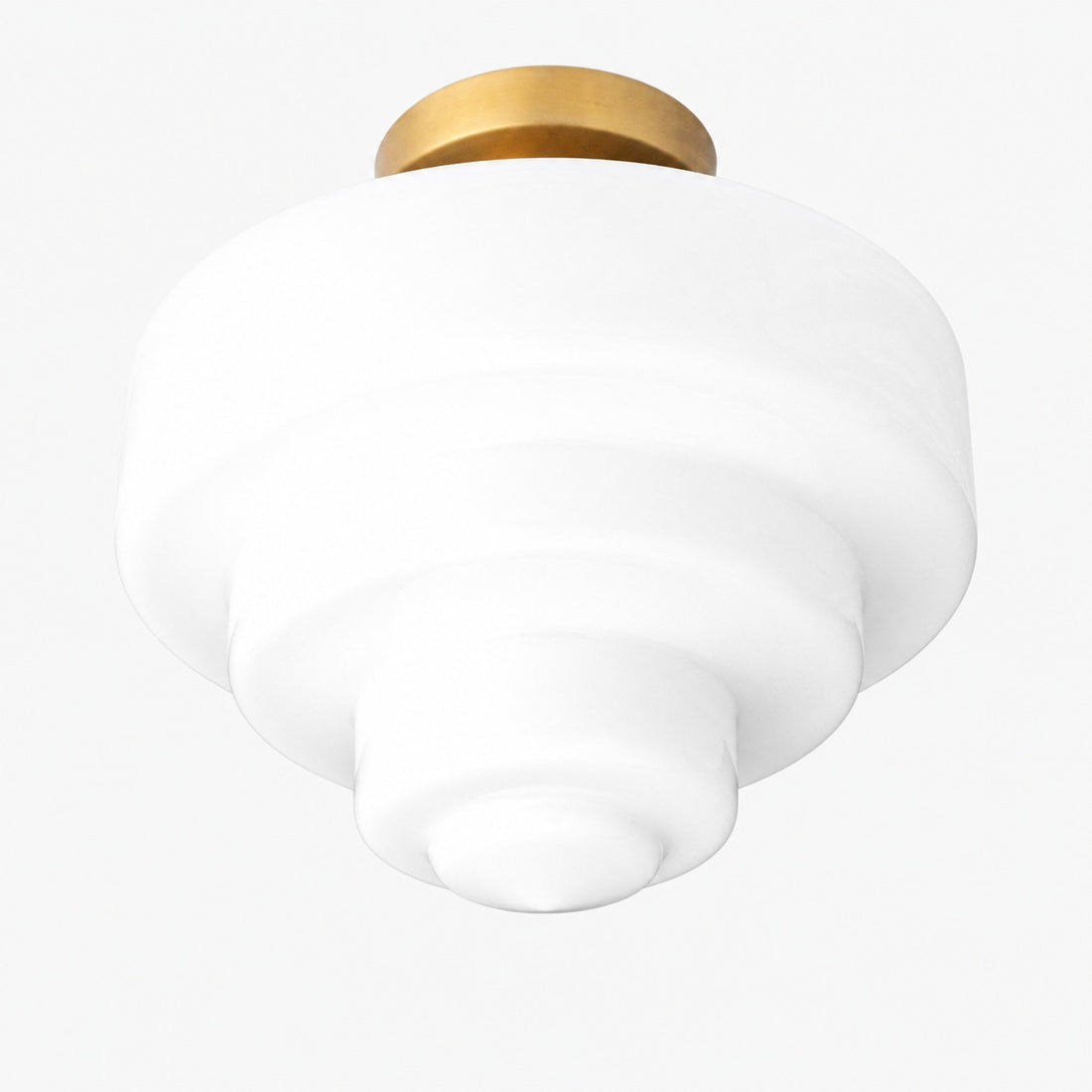 Geotower Glass Brass Ceiling Lamp – Handblown Opal Glass Globe Light