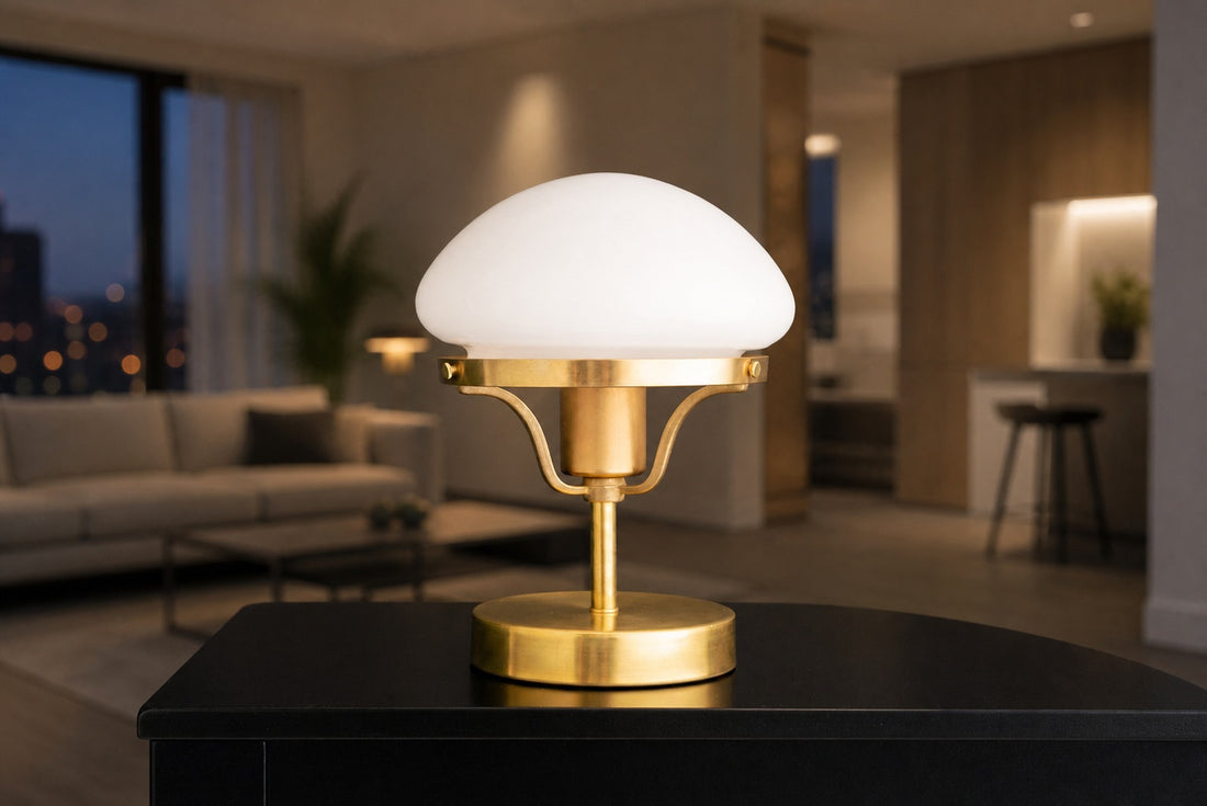 Ornato Luxe Modern Brass or Black Table Lamp - Elegant Desktop Lighting Fixture