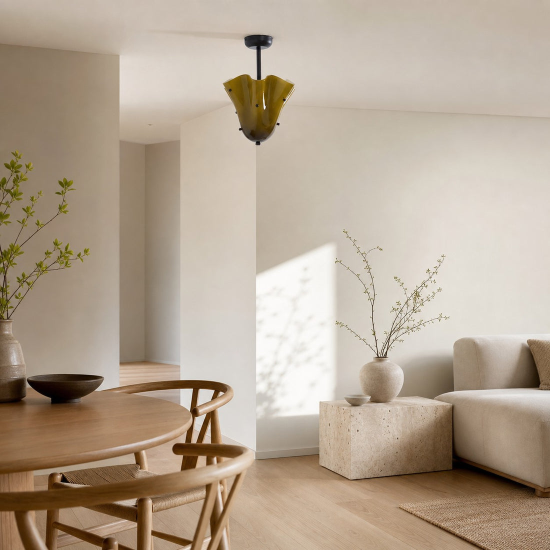 Bellina Decorative Glass Ceiling Light - Modern Sculptural Flush Mount