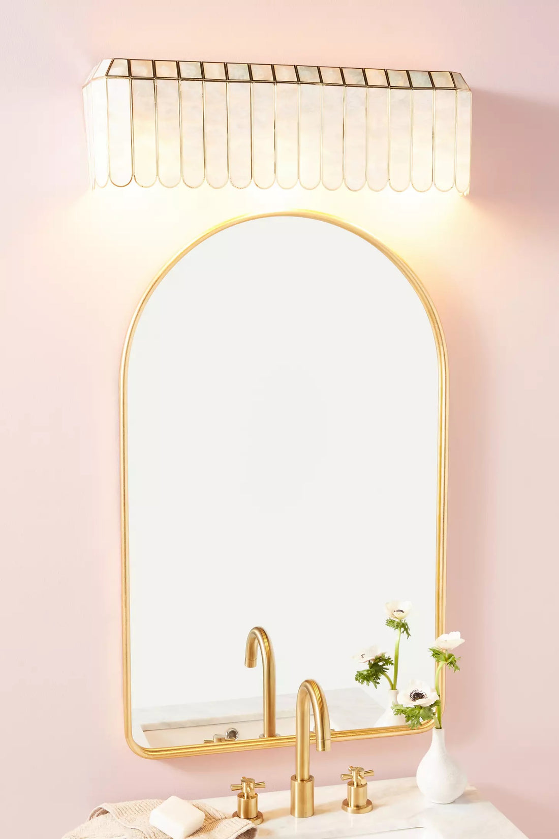 Lumica Capiz Faceted Wall Light - Brass & Iron Sconce in Gold Finish