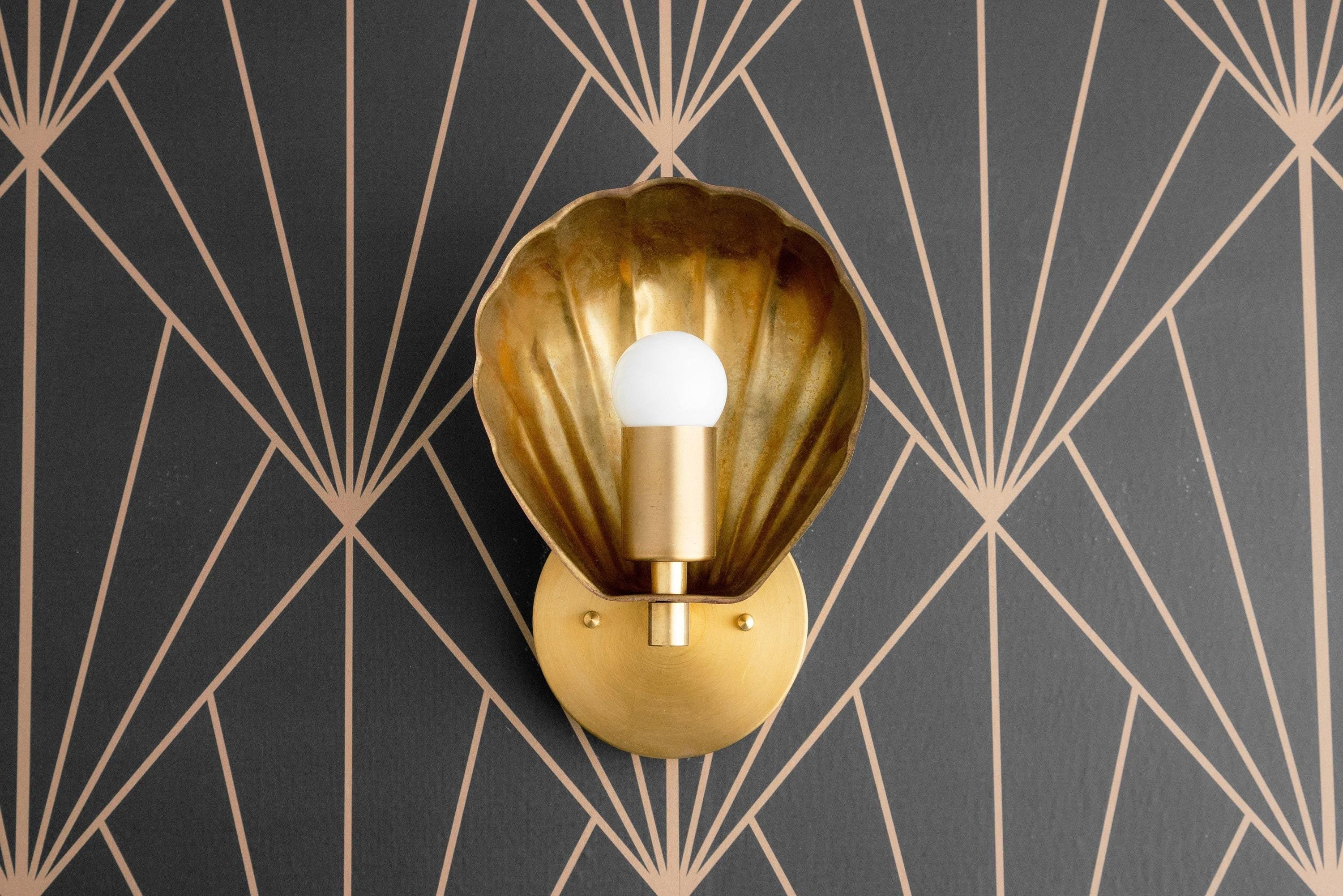 Luminara Modern Art Deco Scalloped Shell Wall Sconce – Hallway & Bedroom Accent Lamp