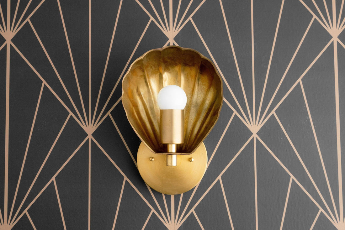 Luminara Modern Art Deco Scalloped Shell Wall Sconce – Hallway & Bedroom Accent Lamp