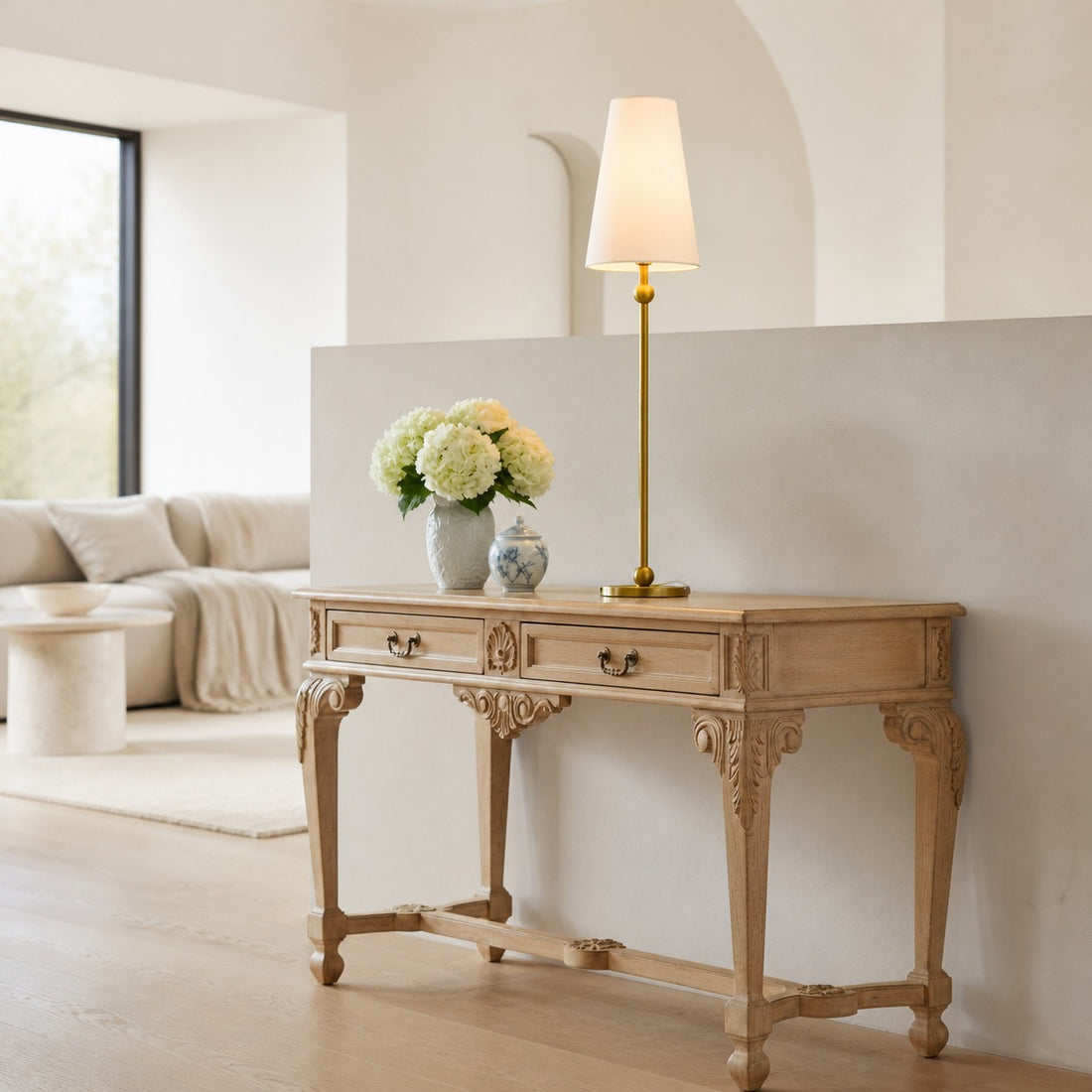 Serena Iron Table Lamp – Clean Lines and a Soft Linen Shade for Home Office or Bedside