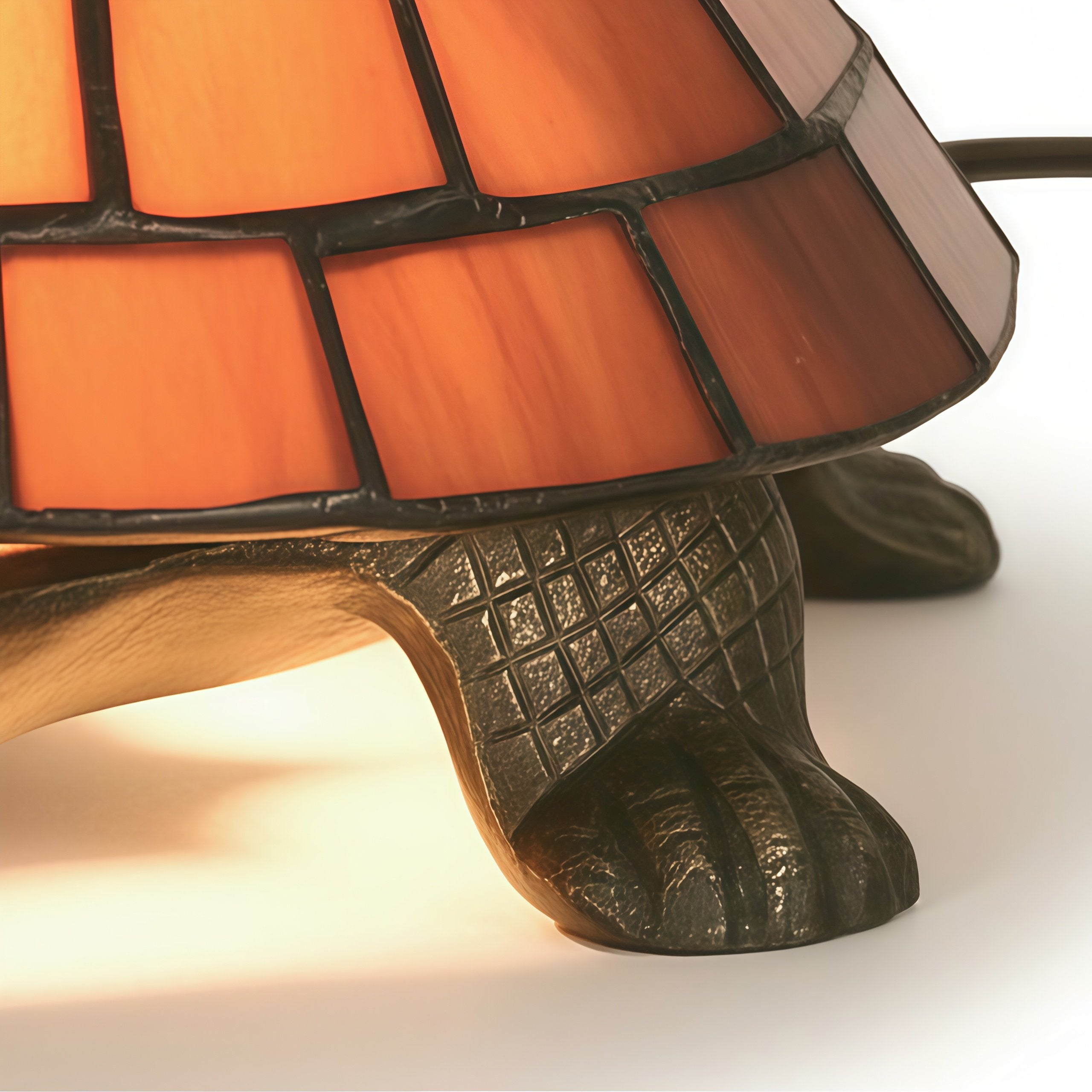 TiffStar Tortoise Pattern Stained Glass Table Lamp - Tiffany Style Decorative Light for Indoor Accent Lighting