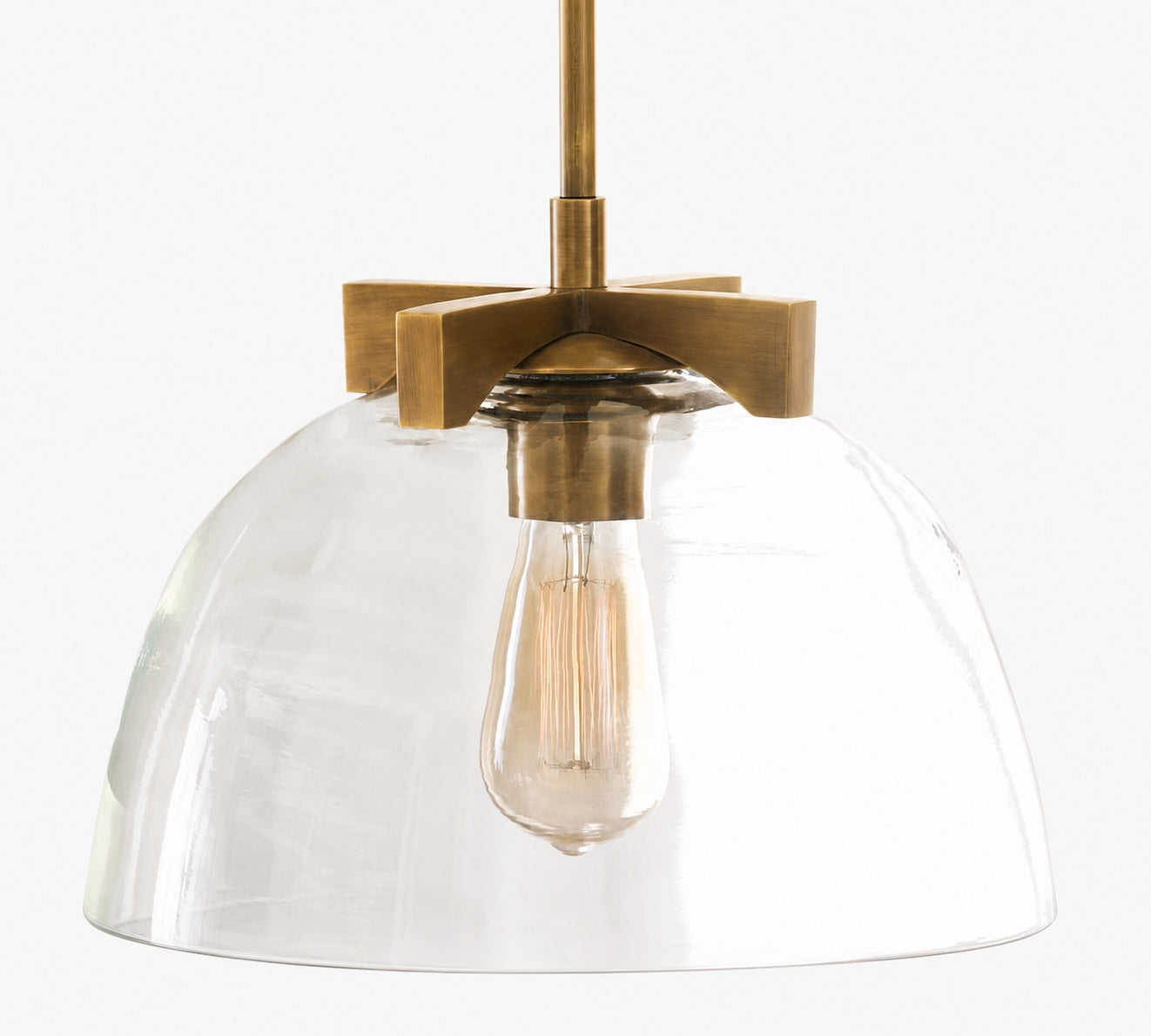 Auria Metal Brass Pendant Lighting - Vintage Finish with Glass Shade