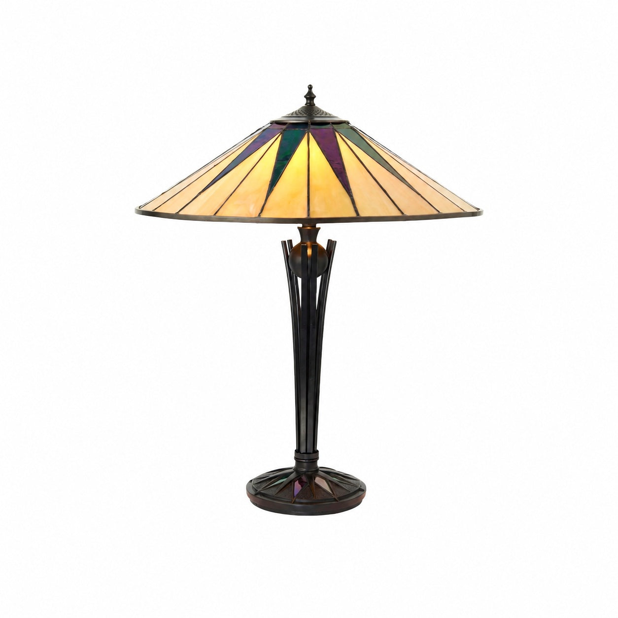 TF Dark Star Tiffany Style Geometric Shade Table Lamp for Bedroom and Accent Lighting
