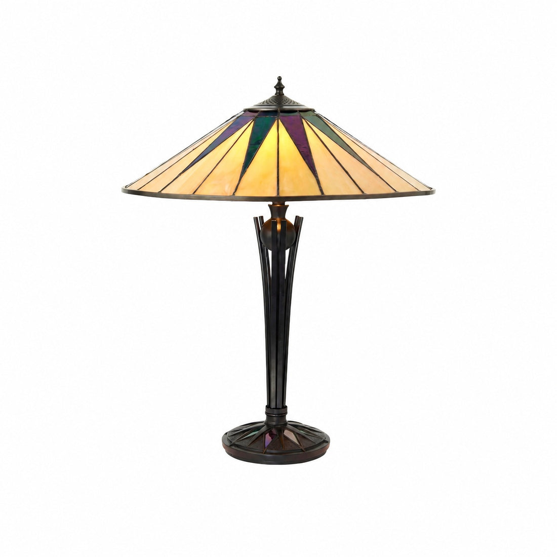 TF Dark Star Tiffany Style Geometric Shade Table Lamp for Bedroom and Accent Lighting