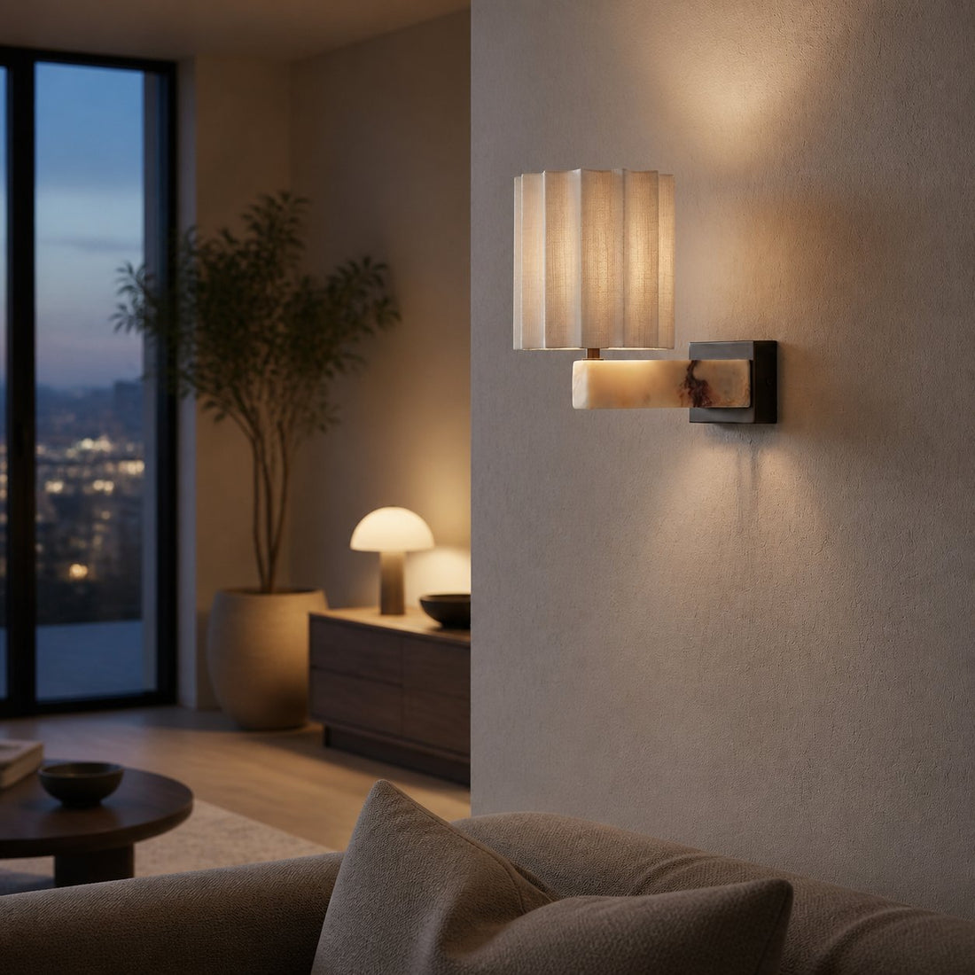 Cavilon Marble Decorative Wall Light – Elegant Linen Form, Suitable for Living Room or Hallway