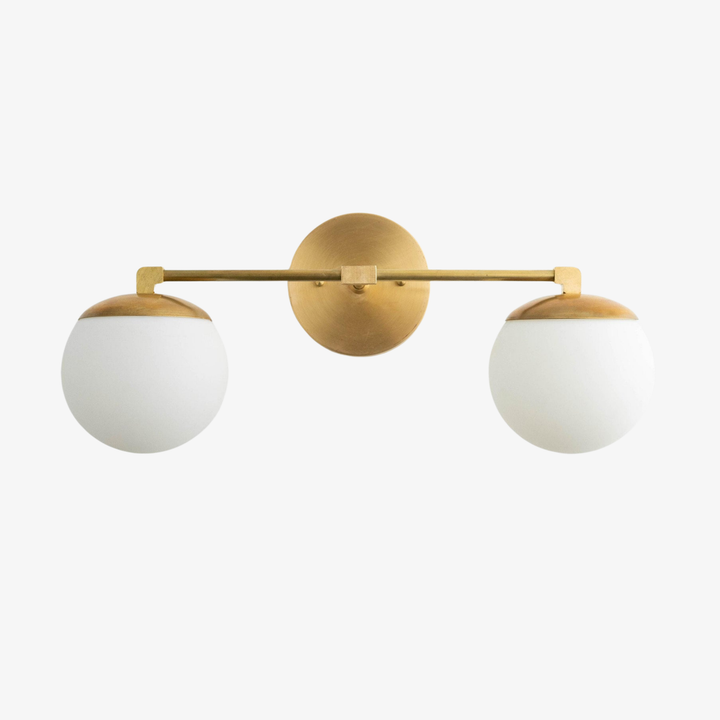 Glorica Glass Vanity Light - Art Deco Brass Wall Globe Fixture Modern