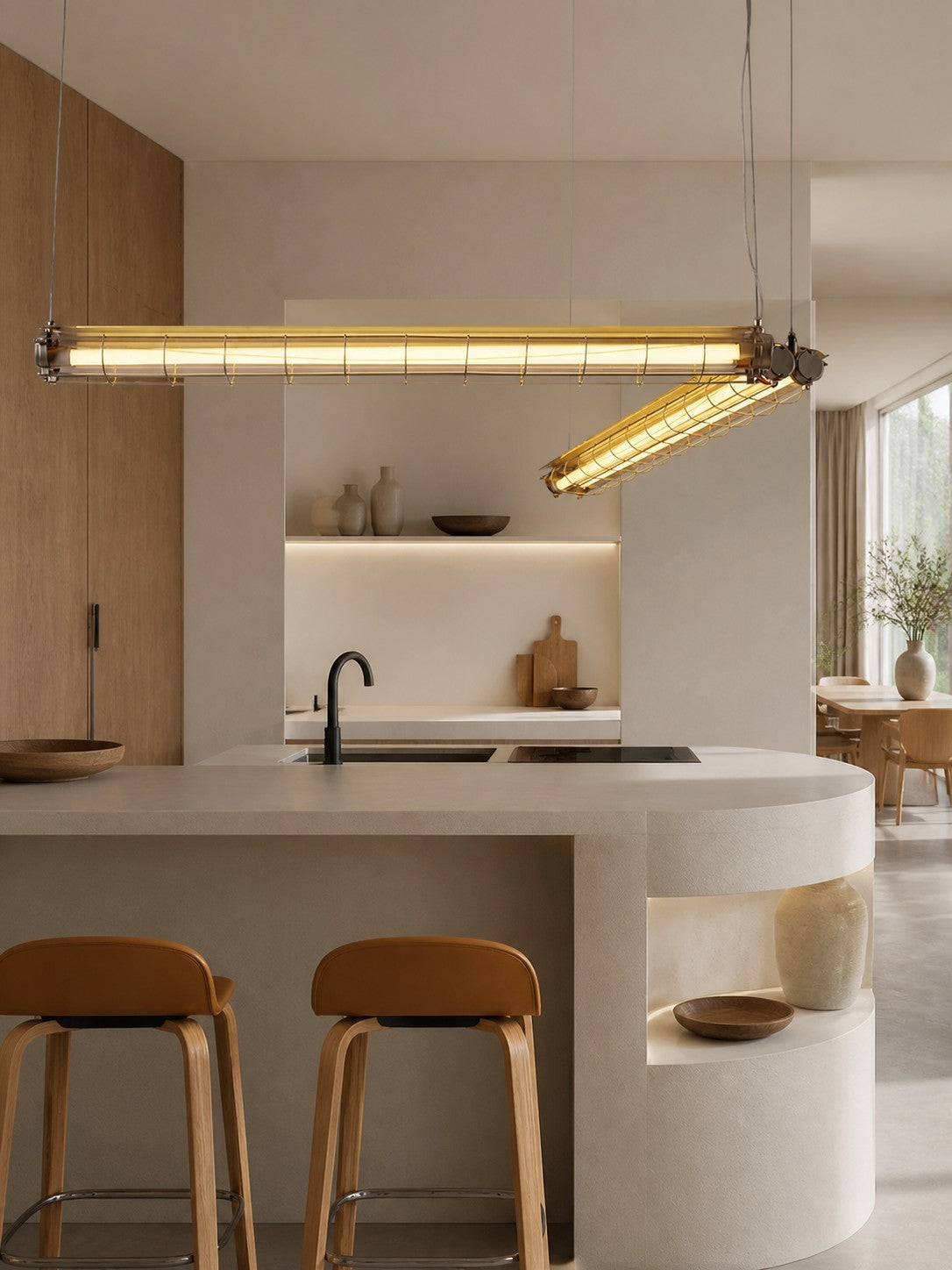 Modern Acrylic Linear LED Chandelier in Black or Silver