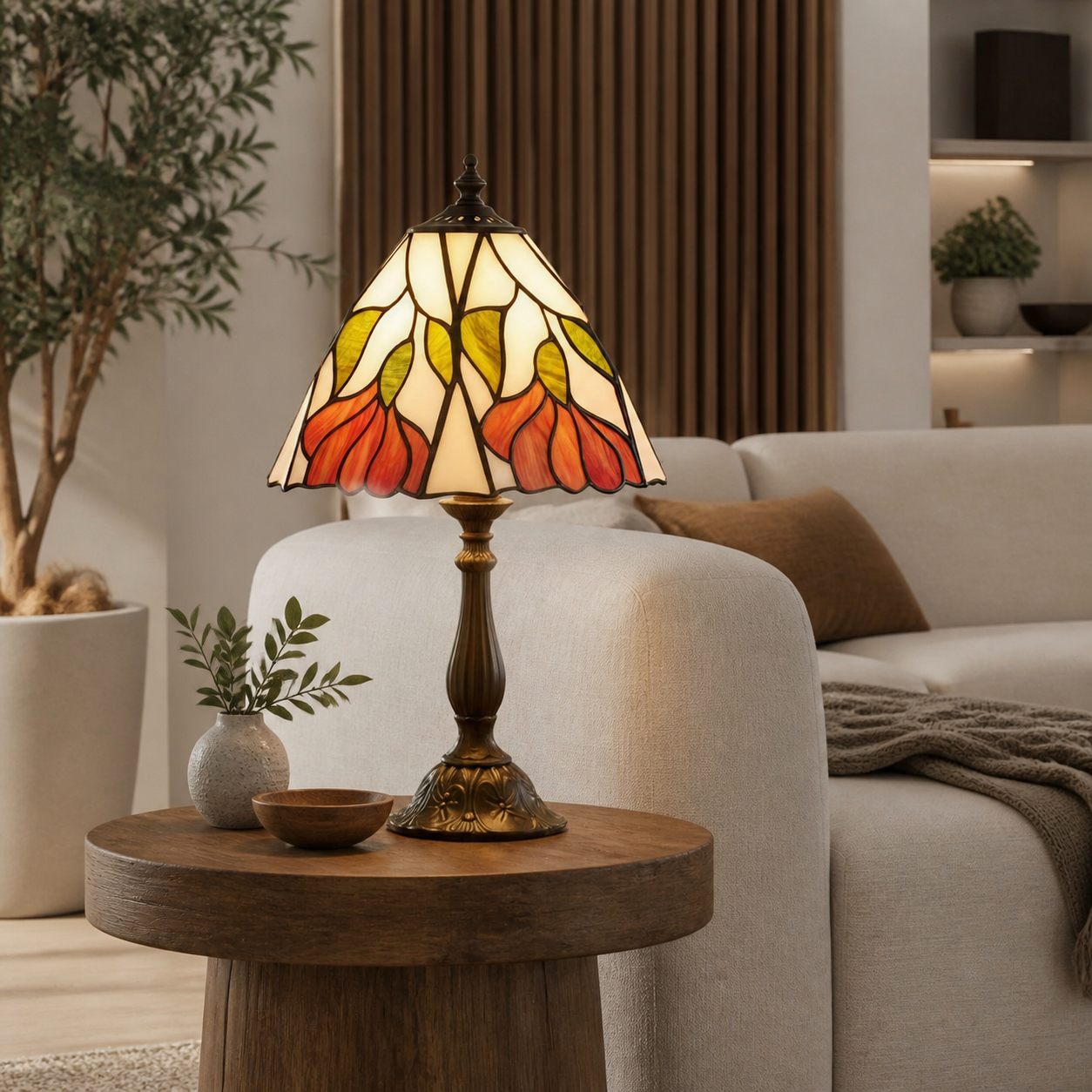 TF Botanica Decorative Table Lamp – Colourful Floral Glass Lamp for Cozy Interiors
