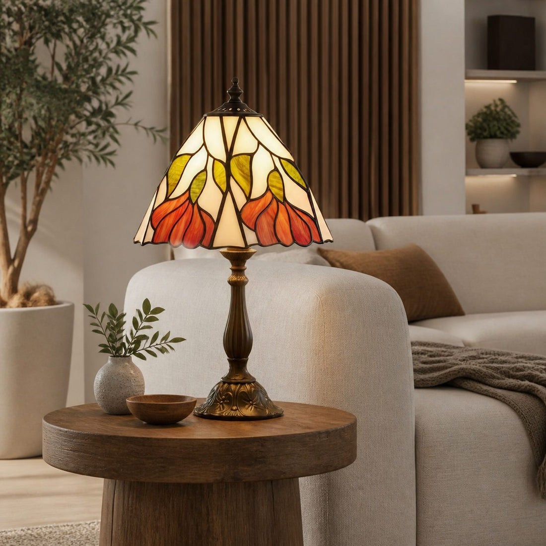 TF Botanica Decorative Table Lamp – Colourful Floral Glass Lamp for Cozy Interiors