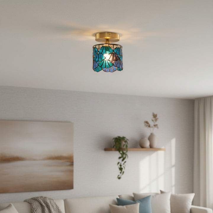 Vintagia Tiffany Style - Stained Glass Ceiling Light Decorative Pattern Ceiling Lamp for Living Room