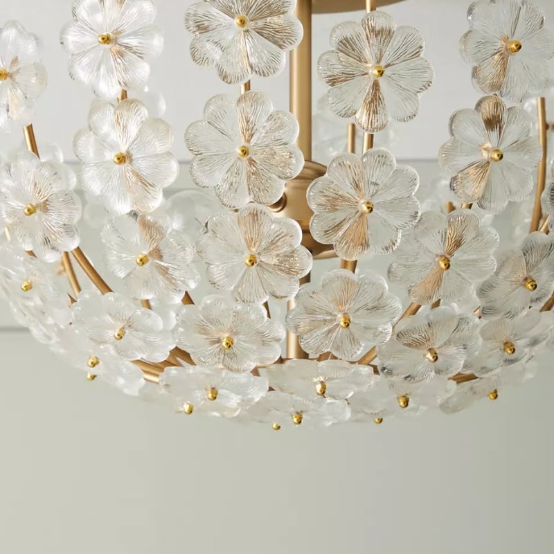 Petala Artistic Metal Semi Flush Ceiling Lamp – Statement Glass Fixture for Home Interiors