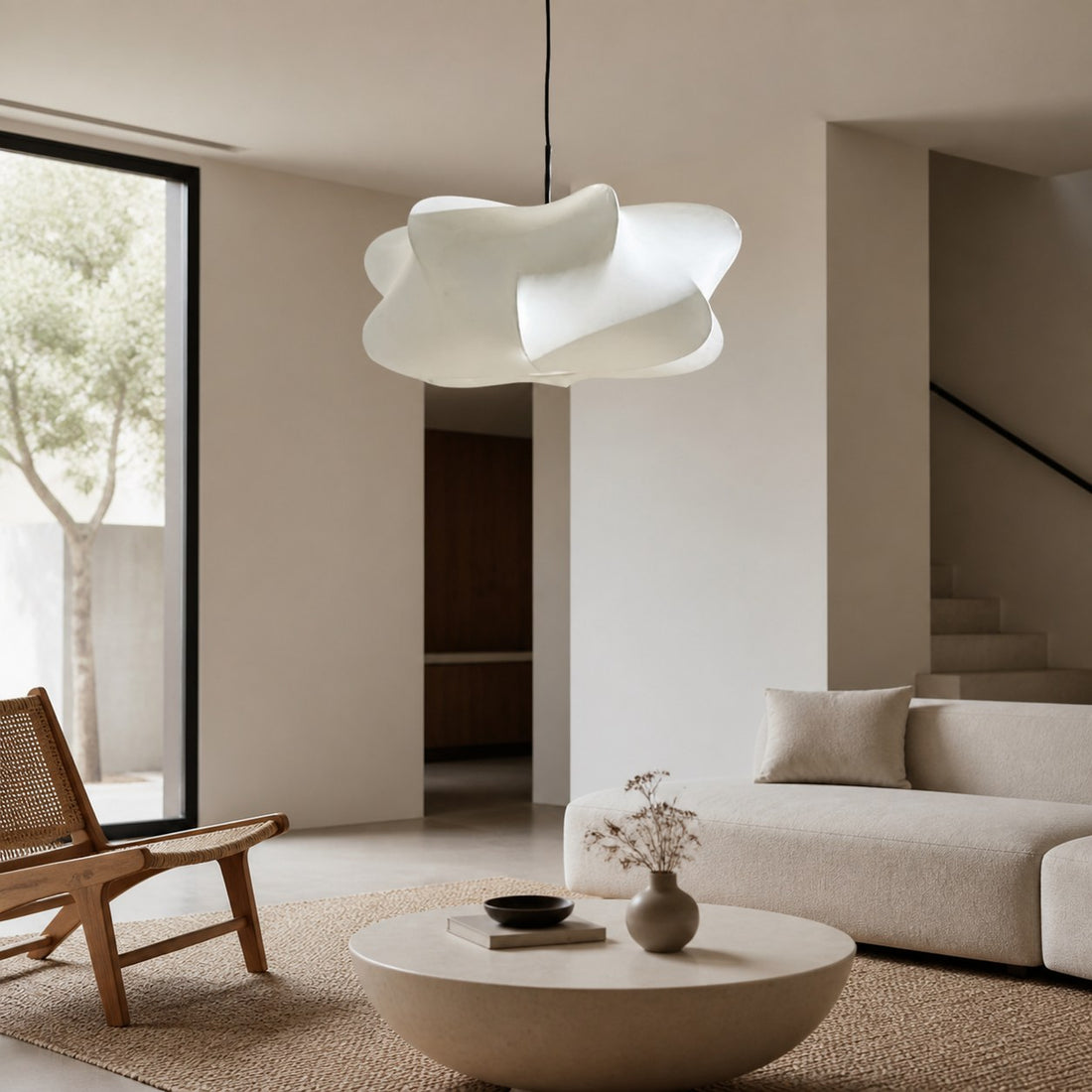 Havion Cocoon Pendant Lamp - Minimalist Polymer Shade with Adjustable Hanging