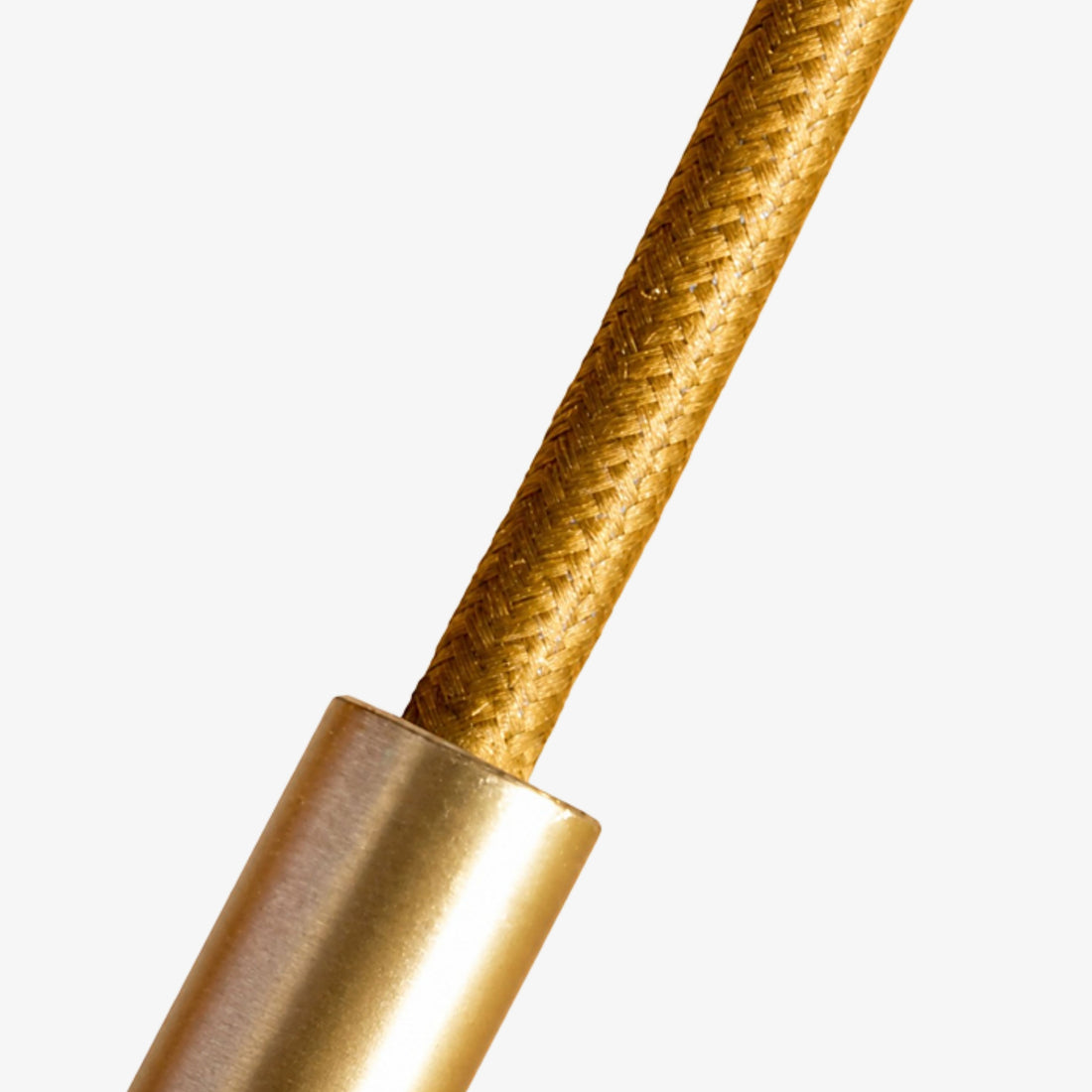 Braided gold cord and brass fitting detail