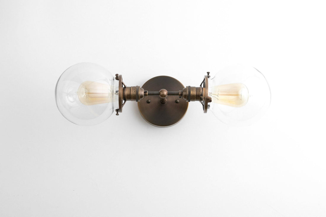 Lumio Globe Industrial Vanity Lighting- Modern Double Globe Wall Light