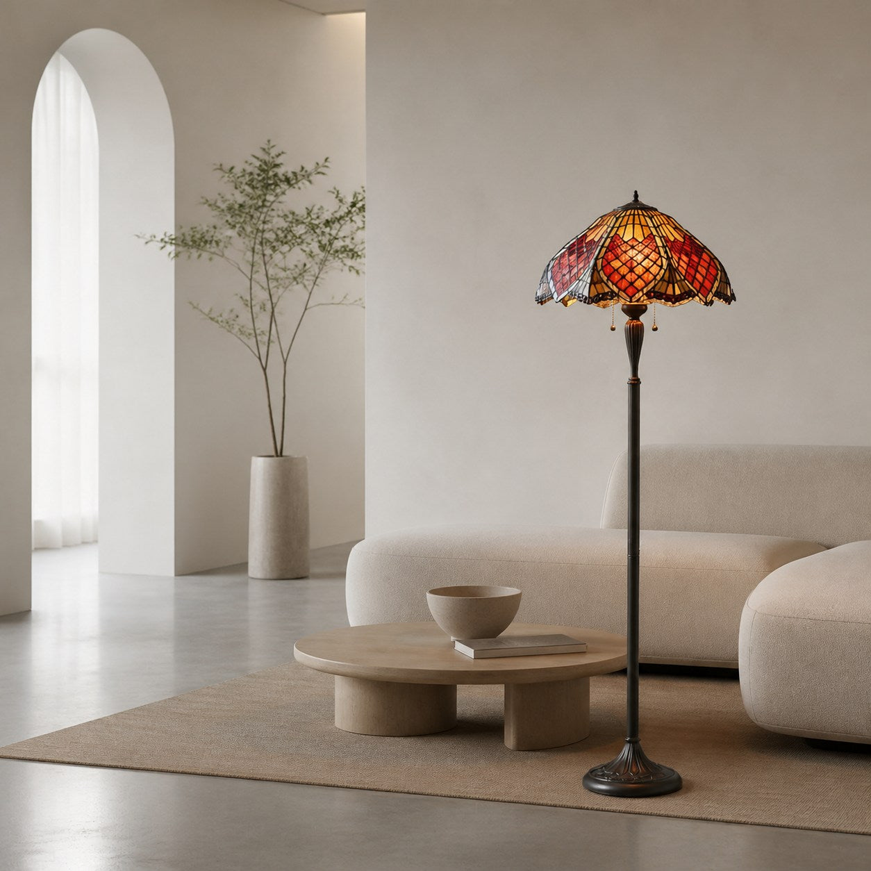 TF Orsino Decorative Tiffany Style Floor Lamp - Artistic Stained Glass Lamp for Bedroom