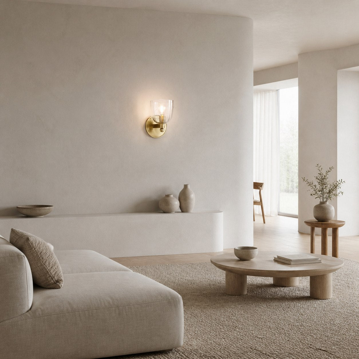 Vega Glass Minimalist Globe Wall Sconce Soft Diffused Glow Available in One or Two Lights