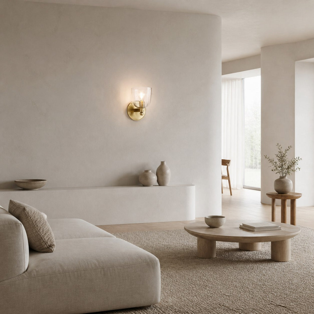 Vega Glass Minimalist Globe Wall Sconce Soft Diffused Glow Available in One or Two Lights