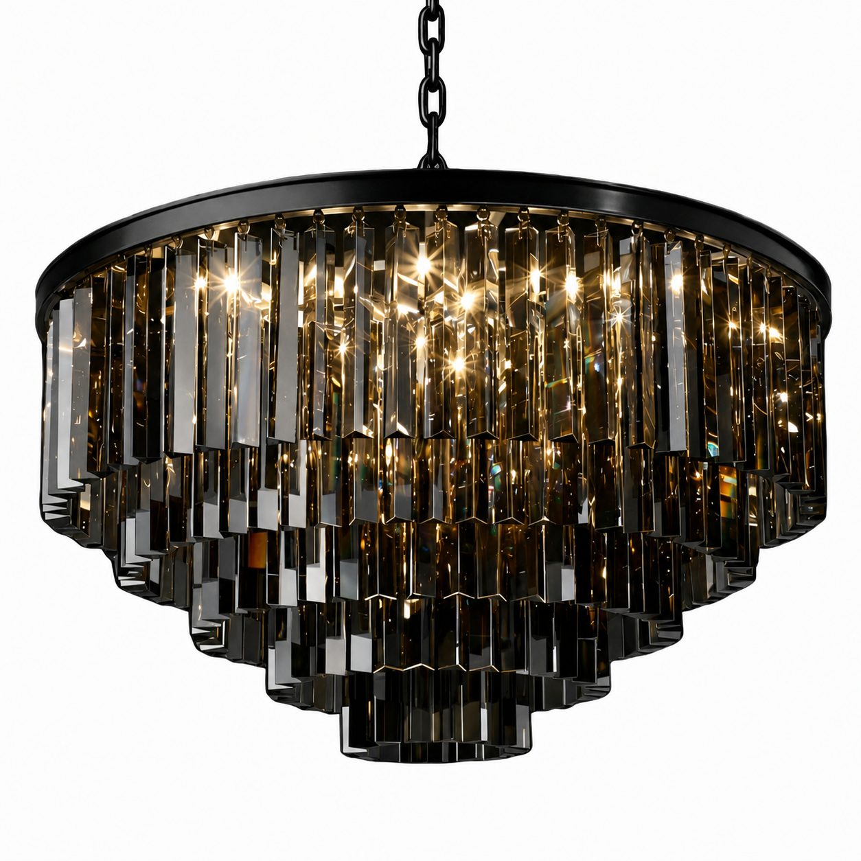 Aurevon Crystal Prism Metal Frame Modern Ceiling Chandelier for Home and Hotel