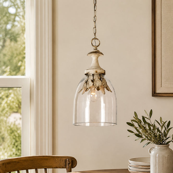 Vintage Distressed Glass Petal Pendant Light