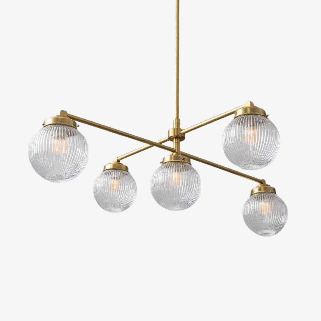Glorica Glass Frosted Glass Globe Chandelier - Brass Modern Lighting for Living Room