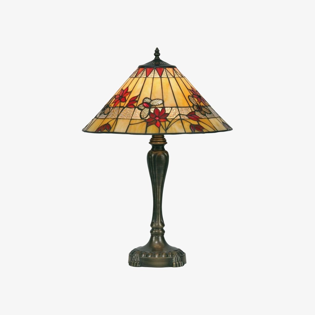 TF Butterfly Table Lamp – Hand-Cut Stained Glass Shade Table Light for Living Room and Bedroom