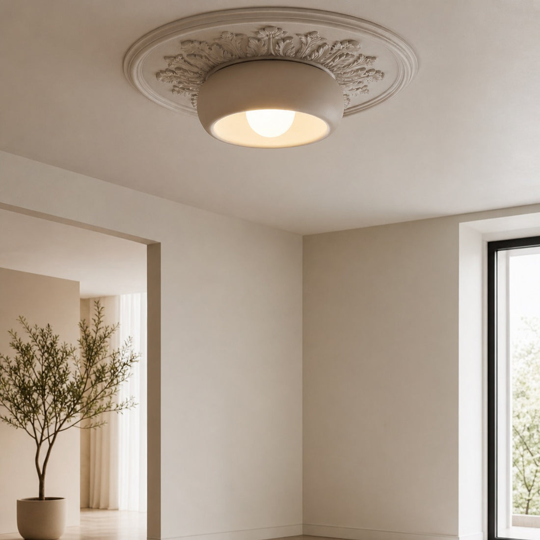 Aurelox Round Flush Mount Ceiling Light Clean Geometric Fixture - Contemporary Indoor Lighting