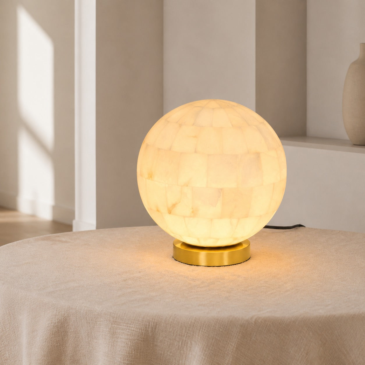 Alabaster Ball Table Lamp