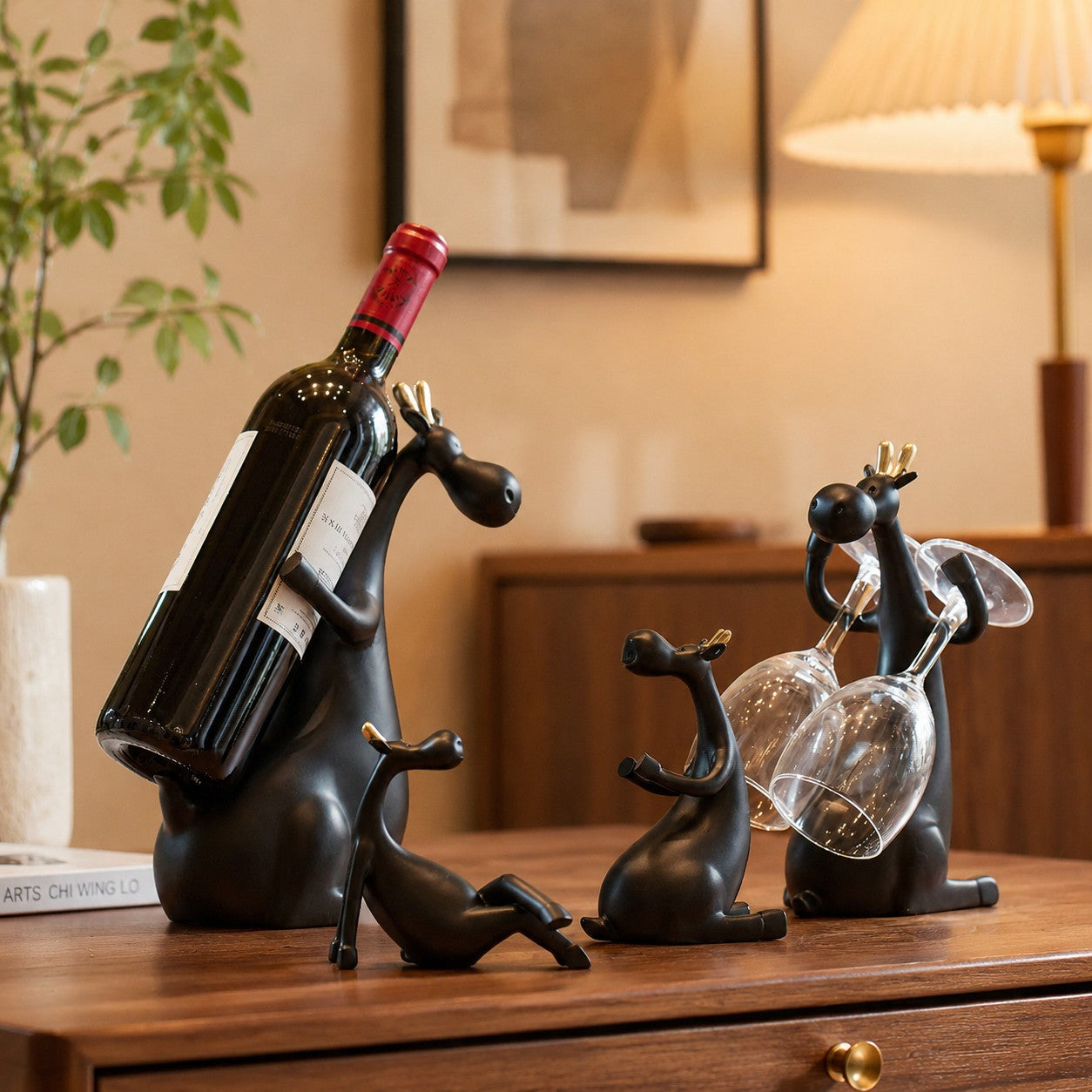 Forma Resin Wine Bottle Holder Figurine Set