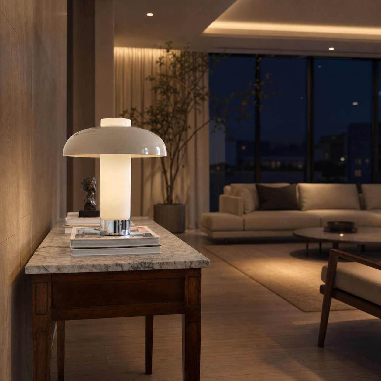 Nera Curved Accent Lamp - Organic Modern Design with Soft Glow for Nightstand or Console Table