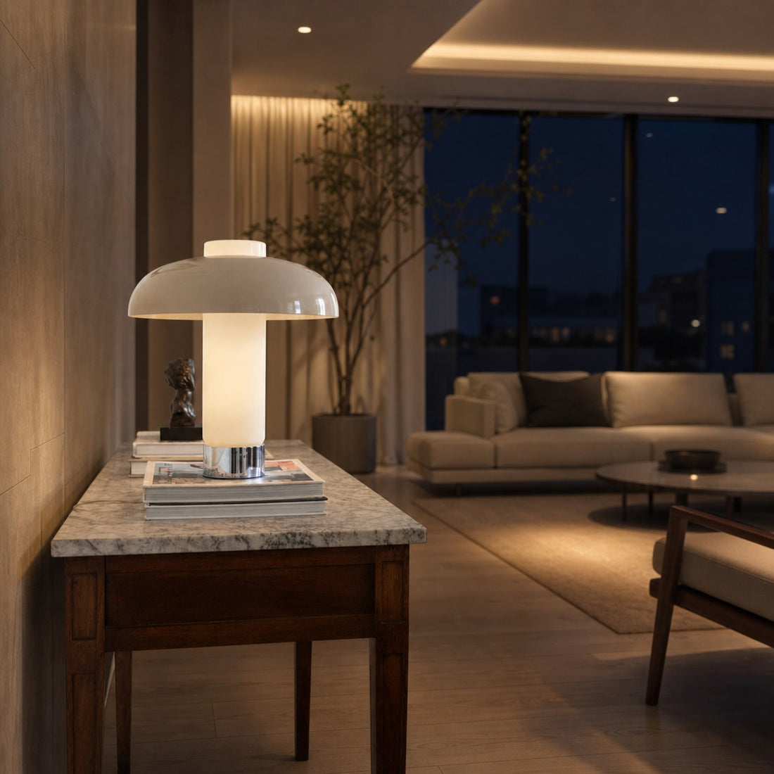 Nera Curved Accent Lamp - Organic Modern Design with Soft Glow for Nightstand or Console Table