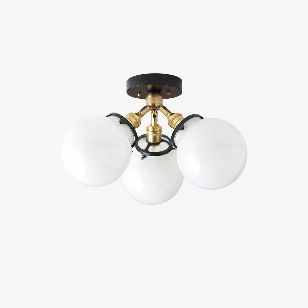 Glorica Glass Globe Light - Mid Century Semi Flush Ceiling Lamp