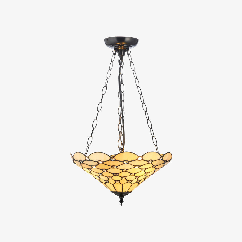 TF Pearl Handcrafted Tiffany Ceiling Light – Art Deco Stained Glass Light for Hallway or Living Room