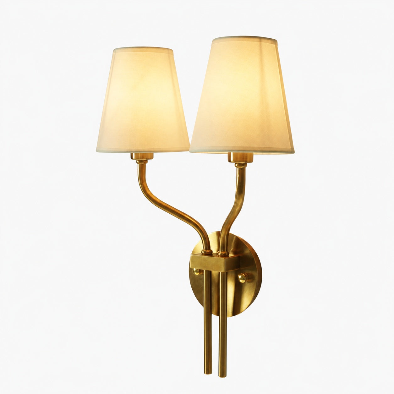 Hotel Inspired Gold Plated Dual Head Wall Lamp for Bedroom