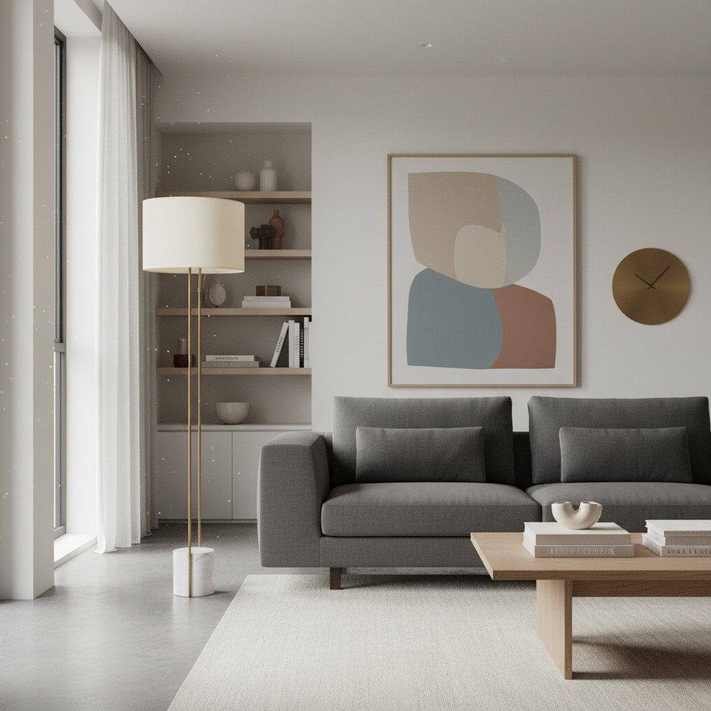 Luma Minimalist Industrial Table Lamp and Floor Lamp - Metal Frame with Soft Fabric Shade for Home and Office