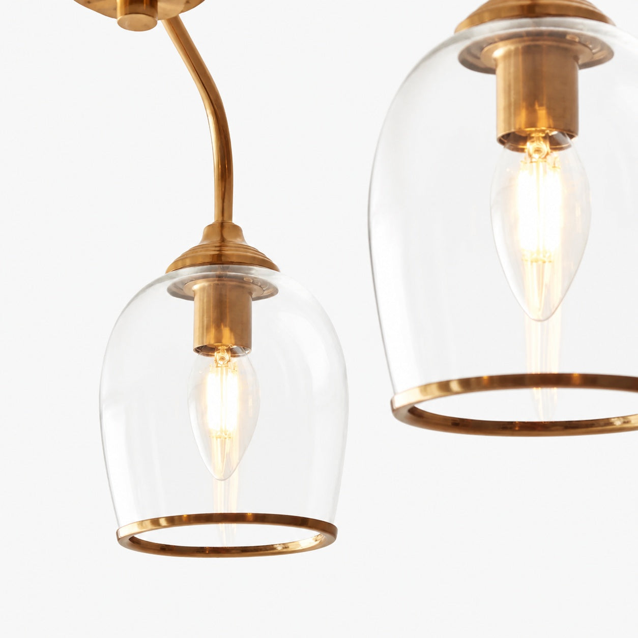Brazara Multi-Light Glass Shade Pendant Lamp – Curved Metal Arms for Modern Homes