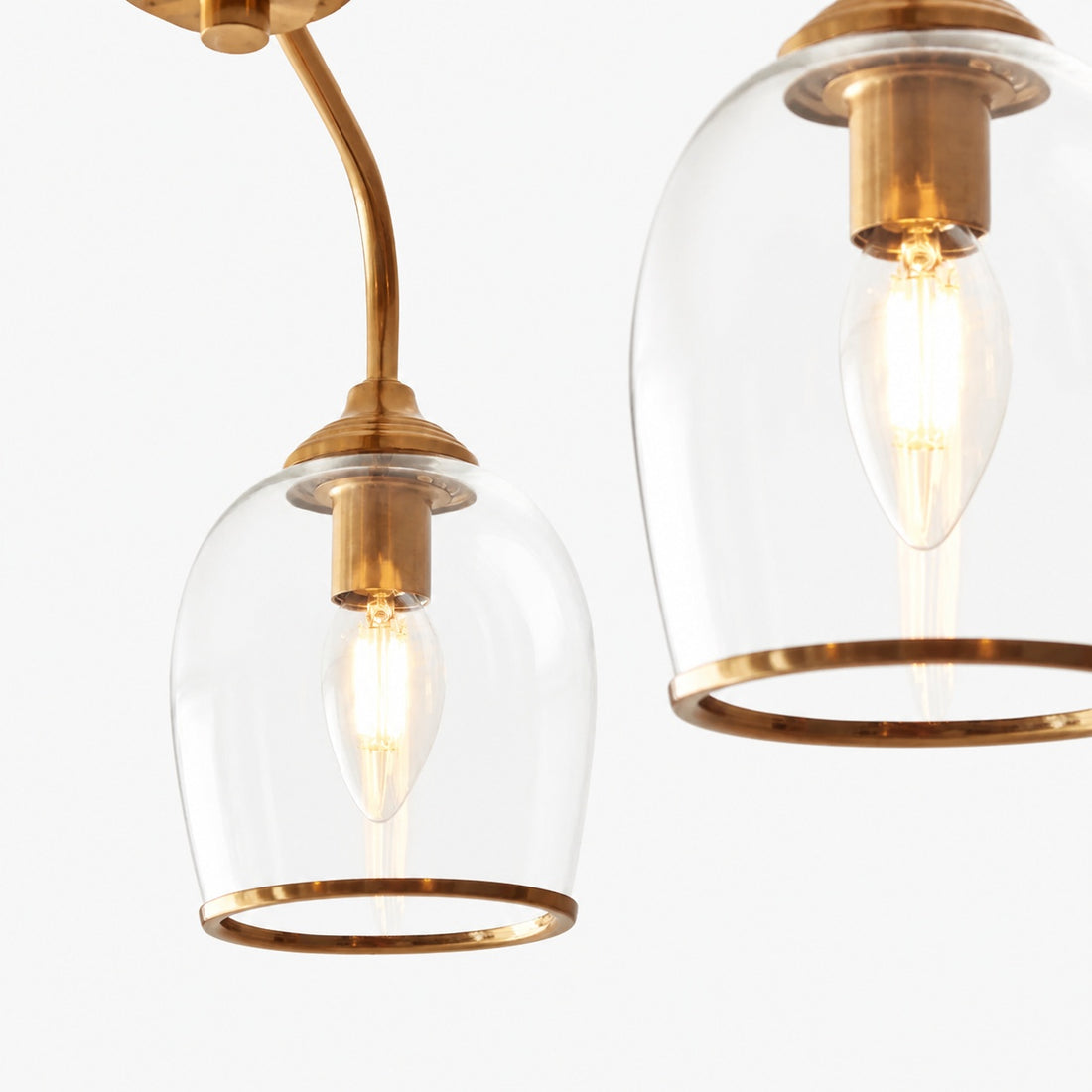 Brazara Multi-Light Glass Shade Pendant Lamp – Curved Metal Arms for Modern Homes