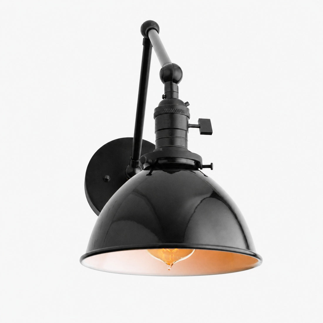 Conique Metal Vintage Industrial Swing Arm Wall Lamp - Adjustable Dome Shade for Study