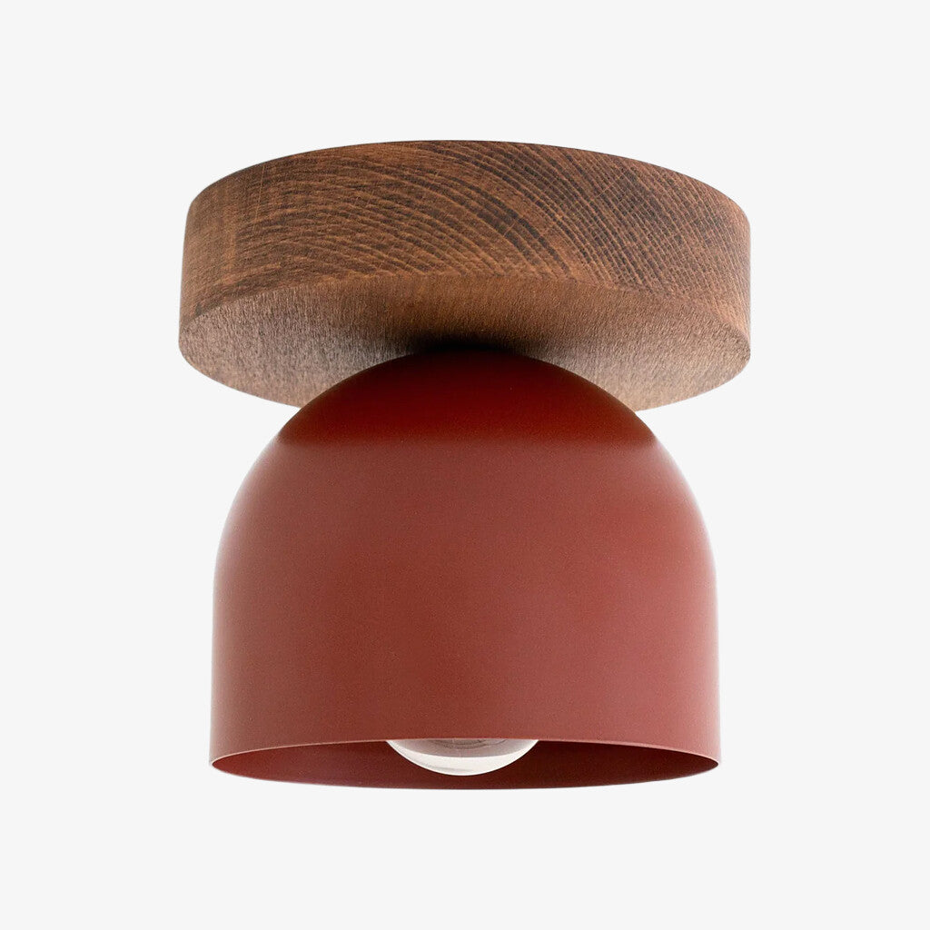 Metio Dome Modern Rustic Ceiling Light - Wooden and Metal Fusion